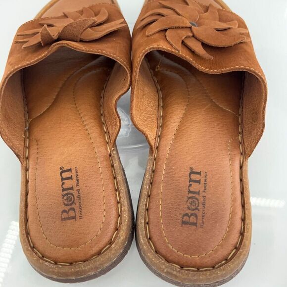 Born Monica Sandal Women's Size 10 Brown Leather Flower Slide Casual Flip Flop - Picture 10 of 11